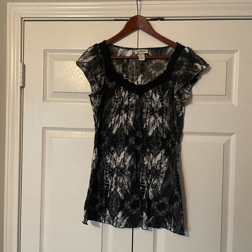 Self Esteem B/W Tie Dye Look Top